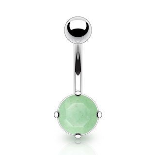 Natural Jade Stone Belly Ring - Fixed (non-dangle) Belly Bar. Navel Rings Australia.