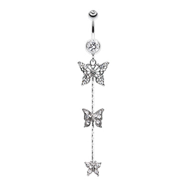 Morpho Butterfly Navel Bar - Dangling Belly Ring. Navel Rings Australia.