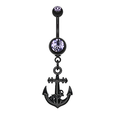 Black Bounty Anchor Belly Piercing - Dangling Belly Ring. Navel Rings Australia.