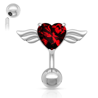 Reverse Angel Wing Heart Belly Ring - Reverse Top Down Belly Ring. Navel Rings Australia.