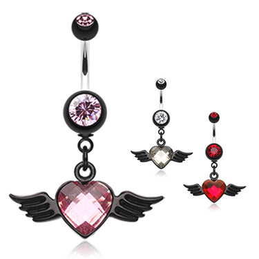 Iridescent Angel Wing Navel Ring - Dangling Belly Ring. Navel Rings Australia.