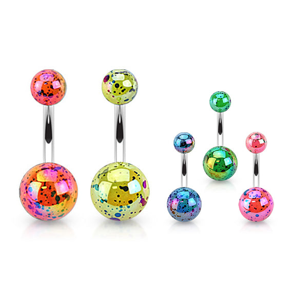 Pearled Glimmer Acrylic Belly Ring - Basic Curved Barbell. Navel Rings Australia.