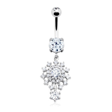 Atomic Flower Burst Belly Bar - Dangling Belly Ring. Navel Rings Australia.