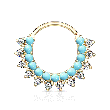 Turquoise Bahamas Clicker Body Jewellery with Gold Plating