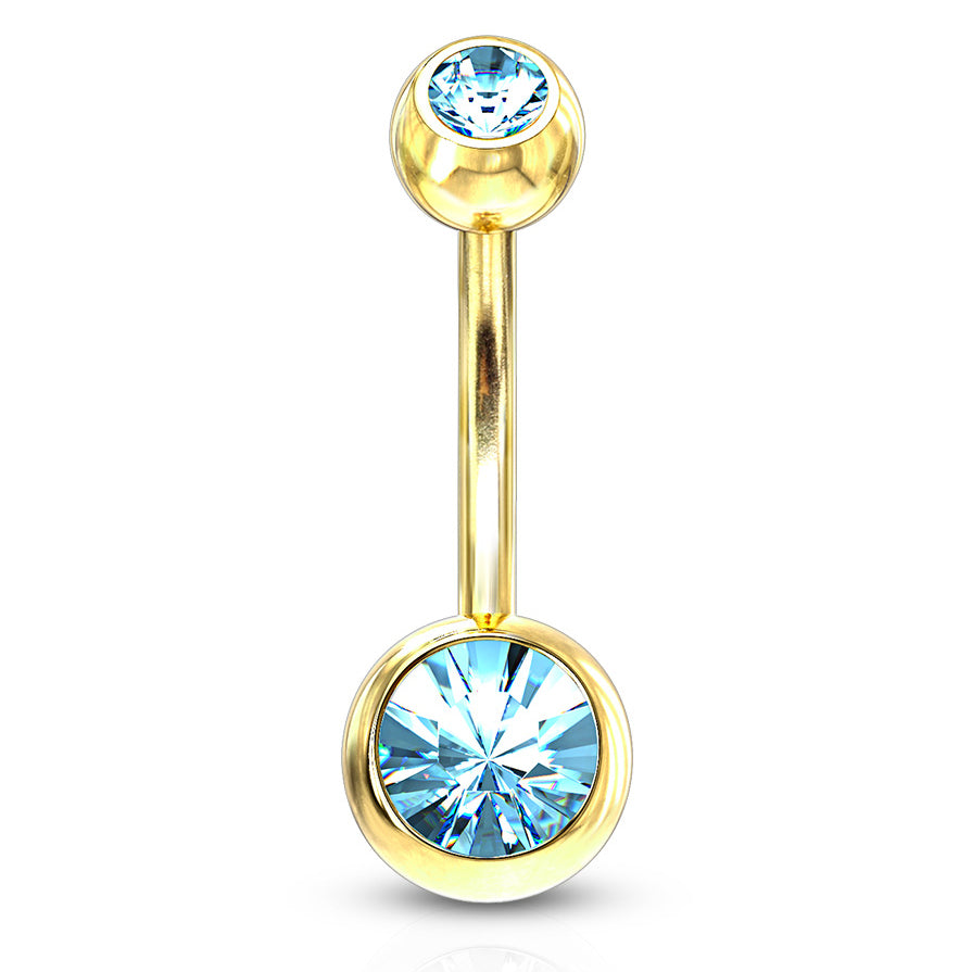 Classique Gem Belly Bars with Gold Plating - Basic Curved Barbell. Navel Rings Australia.