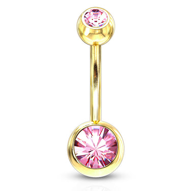 Classique Gem Belly Bars with Gold Plating - Basic Curved Barbell. Navel Rings Australia.