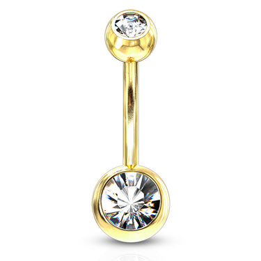 Classique Gem Belly Bars with Gold Plating - Basic Curved Barbell. Navel Rings Australia.