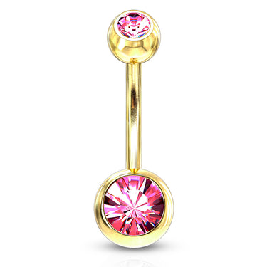 Classique Gem Belly Bars with Gold Plating - Basic Curved Barbell. Navel Rings Australia.