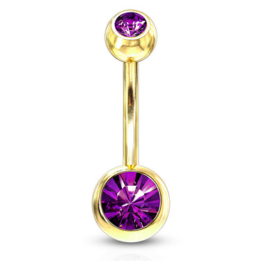 Classique Gem Belly Bars with Gold Plating - Basic Curved Barbell. Navel Rings Australia.