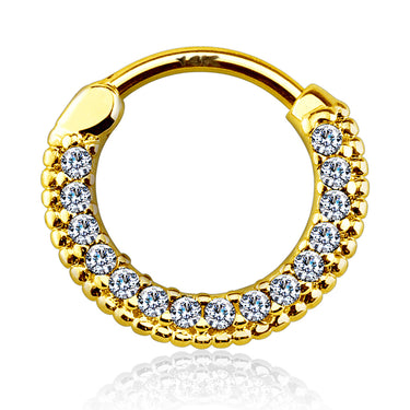 Braided Gem Pave Septum & Daith Hoop in 14K Gold - Septum. Navel Rings Australia.