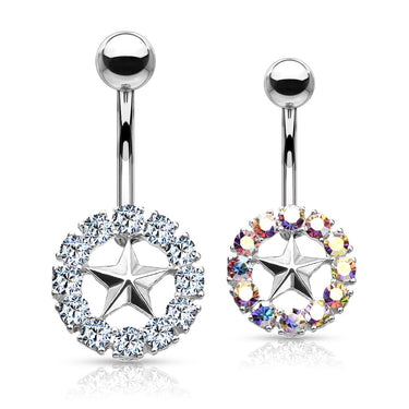 Kaleidoscope Star Navel Jewellery - Fixed (non-dangle) Belly Bar. Navel Rings Australia.