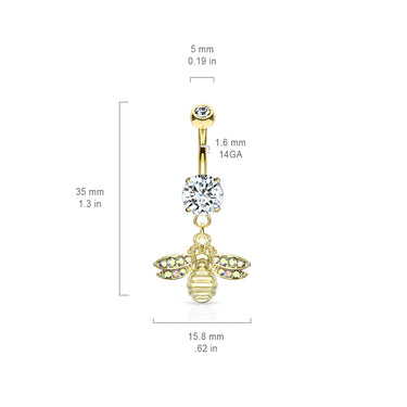 She Bee Belly Dangle with Rose Gold Plating - Dangling Belly Ring. Navel Rings Australia.