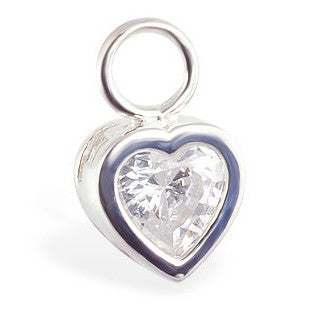 TummyToys® Bezel Set CZ Heart Charm - TummyToys® Swinger Charm. Navel Rings Australia.