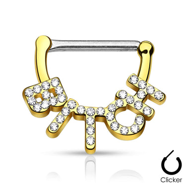 BITCH Nipple Clicker with Gold Plating - Nipple Ring. Navel Rings Australia.