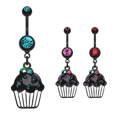 Midnight Munchies Cupcake Belly Dangle - Dangling Belly Ring. Navel Rings Australia.