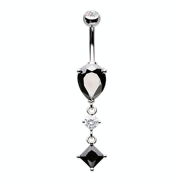 Ebony Diamond Dangly Belly Bar