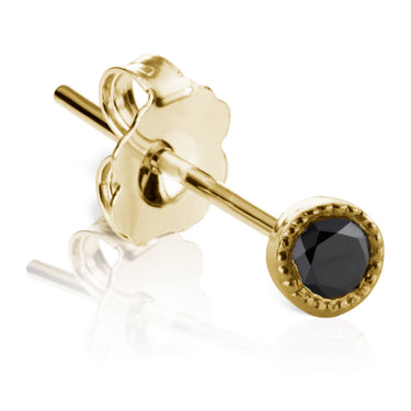 Scalloped Black Diamond Earstud by Maria Tash in 18K Gold - Earring. Navel Rings Australia.