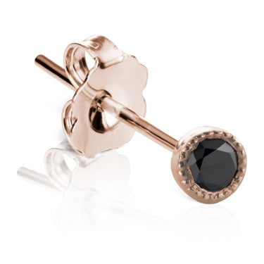 Scalloped Black Diamond Earstud by Maria Tash in 18K Rose Gold - Earring. Navel Rings Australia.