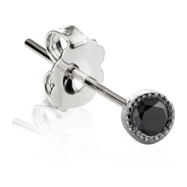 Scalloped Black Diamond Earstud by Maria Tash in 18K White Gold - Earring. Navel Rings Australia.