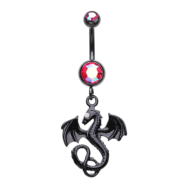 Lazaretto Dragon Navel Ring with Black Titanium Plating