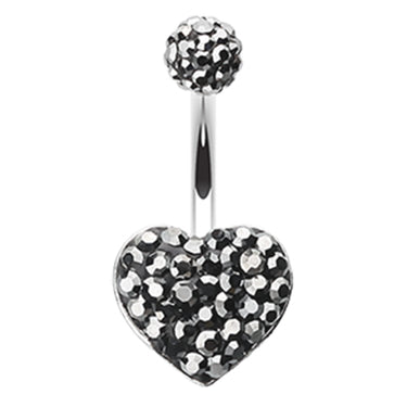 Motleys™ Midnight Crush Heart Belly Ring - Fixed (non-dangle) Belly Bar. Navel Rings Australia.