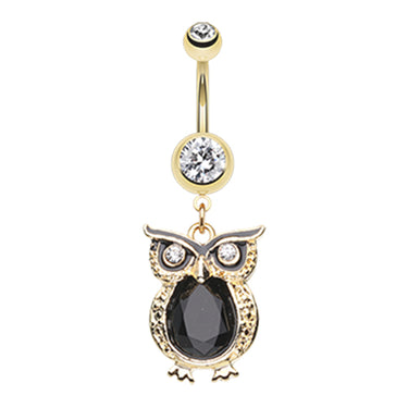 The Cocky Owl Belly Ring - Dangling Belly Ring. Navel Rings Australia.