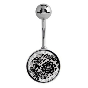 Midnight Black Lace Belly Bars - Basic Curved Barbell. Navel Rings Australia.