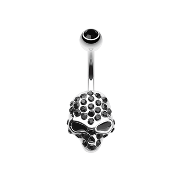 Crystal Alien Skull Belly Button Ring