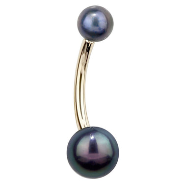 14K Gold Peacock Pearl Belly Piercing Rings - Basic Curved Barbell. Navel Rings Australia.