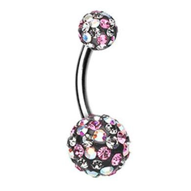 Smoked Pink Motley™ Belly Bar - Basic Curved Barbell. Navel Rings Australia.