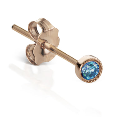 Scalloped Blue Diamond Earstud by Maria Tash in 18K Rose Gold - Earring. Navel Rings Australia.