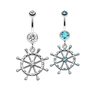 Caribbean Boat Wheel Belly Dangle - Dangling Belly Ring. Navel Rings Australia.