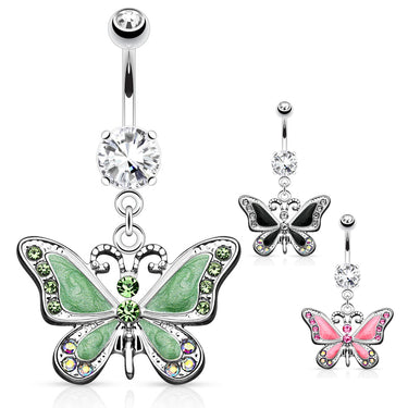 La Allure Butterfly Belly Ring - Dangling Belly Ring. Navel Rings Australia.