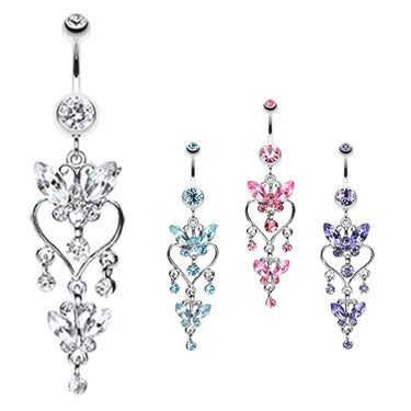 Sophistiqué Butterfly Chandelier Belly Ring - Dangling Belly Ring. Navel Rings Australia.