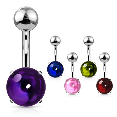 Cabochon Stone Belly Button Rings - Basic Curved Barbell. Navel Rings Australia.