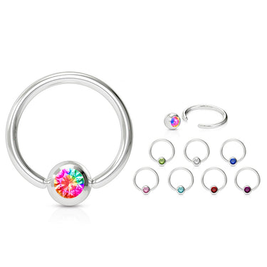 16g Classic Gem Captive Bead Body Jewellery - Captive Belly Ring. Navel Rings Australia.