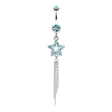 Star Dusted Chains Belly Dangle - Dangling Belly Ring. Navel Rings Australia.