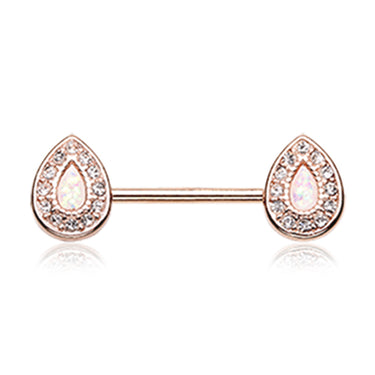 Rose Gold Opal Chakra Nipple Barbell Ring - Nipple Ring. Navel Rings Australia.