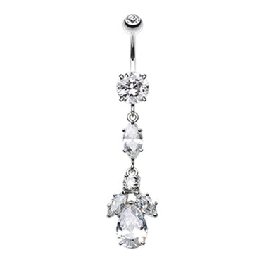 Glacial Principessa Drop Belly Ring - Dangling Belly Ring. Navel Rings Australia.