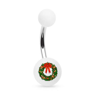 Cartoon Christmas Belly Button Rings - Basic Curved Barbell. Navel Rings Australia.