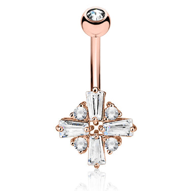 Monterey Pinnacles Belly Ring with Rose Gold Plating - Fixed (non-dangle) Belly Bar. Navel Rings Australia.