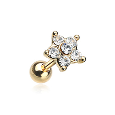 Classic Diamantè Flower Earring in Gold. Tragus and Cartilage Jewellery. - Earring. Navel Rings Australia.