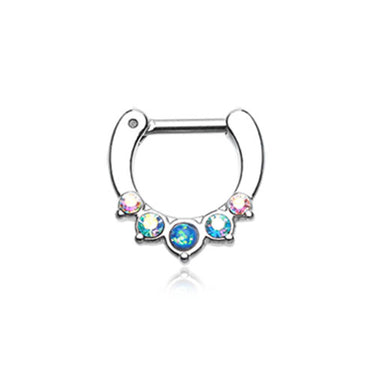 Calvina Prong Opal Septum Clicker - Septum. Navel Rings Australia.