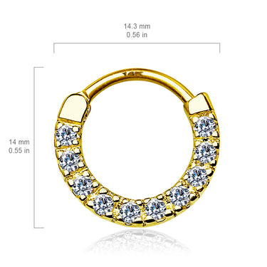 Classic Gem Pave Septum & Daith Hoop in 14K Gold - Septum. Navel Rings Australia.