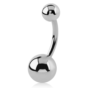 Solid White Gold Classique Belly Ring - Basic Curved Barbell. Navel Rings Australia.