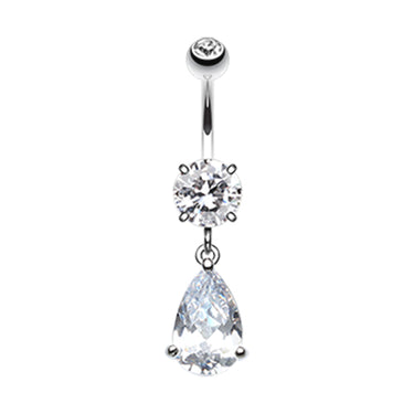 Berquem Pear Navel Bar - Dangling Belly Ring. Navel Rings Australia.