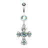 Vintage Cross Patonce Navel Bar - Dangling Belly Ring. Navel Rings Australia.