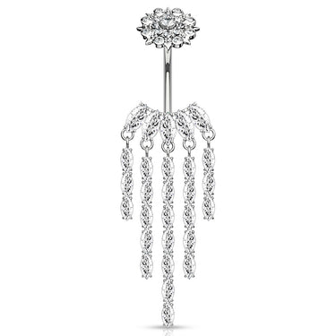 Crowned Ice Chandelier Belly Bar - Dangling Belly Ring. Navel Rings Australia.