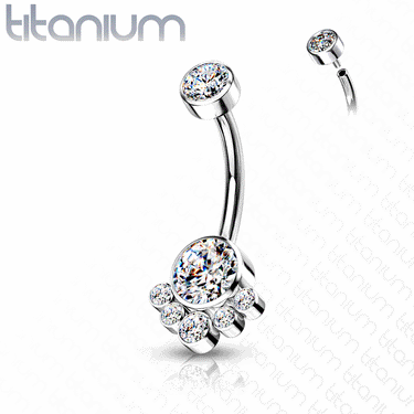 Titanium Chandelier Belly Ring with Internal Threading