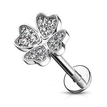 Lucky Clover Body Jewellery. Labret, Monroe, Tragus and Cartilage Earrings.